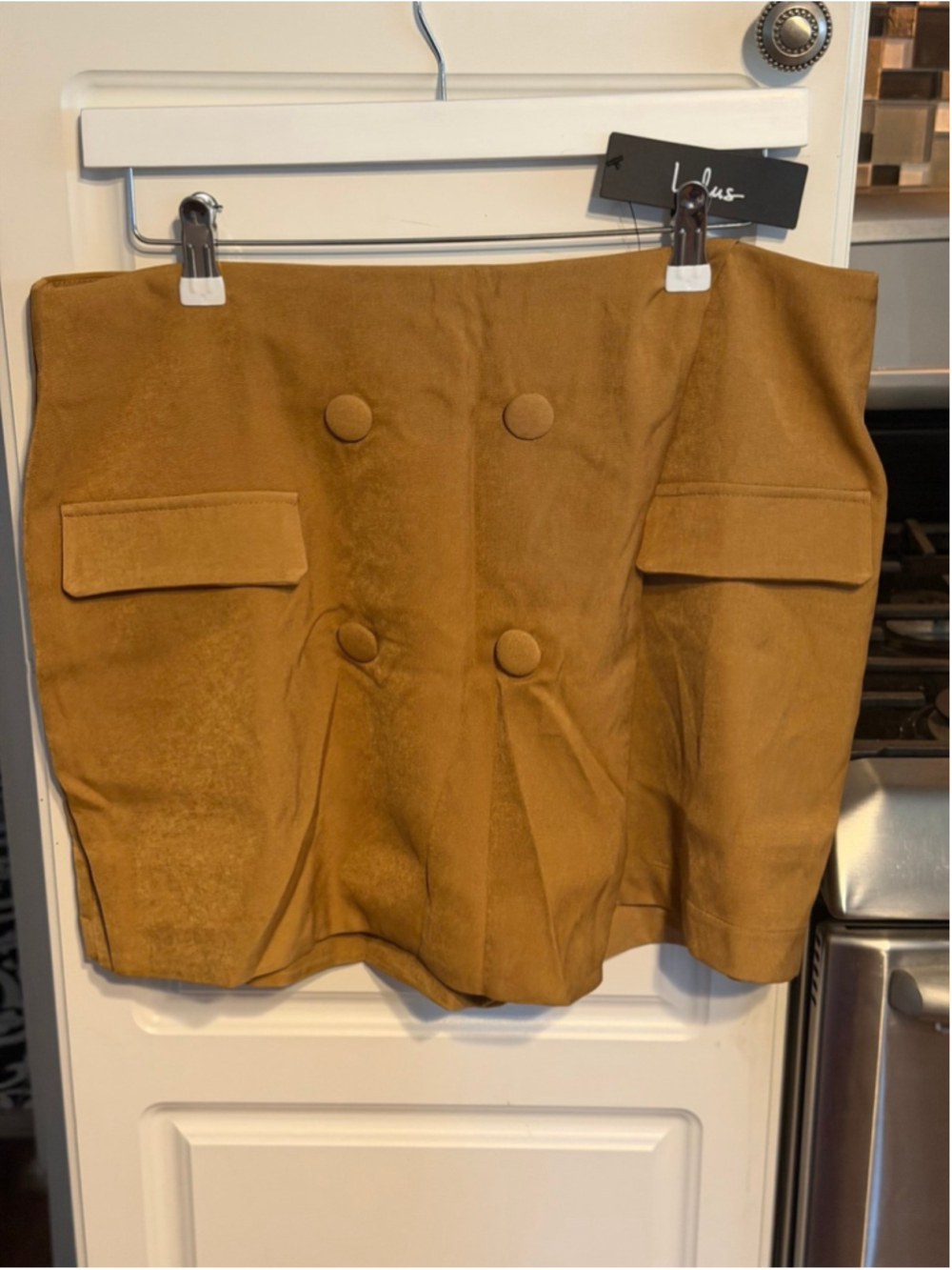 NWT Lulus Camel Tan Double Breasted Wrap Skort - Picture 2 of 6